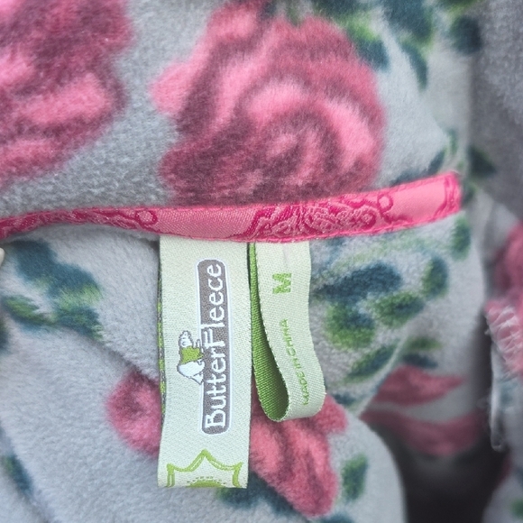 Sahalie Pink and Green Floral Fleece Top - Picture 4 of 4